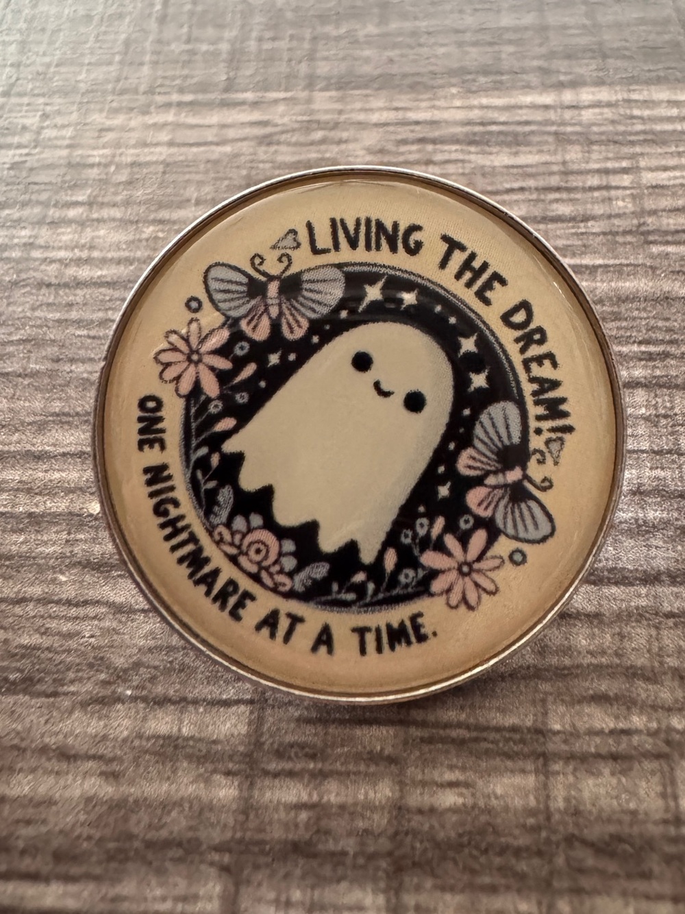 Cute Ghost Living the Dream Enamel Pin Spooky NWT